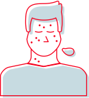 Allergic reaction man icon depicting Factor VIII can cause allergic reactions.